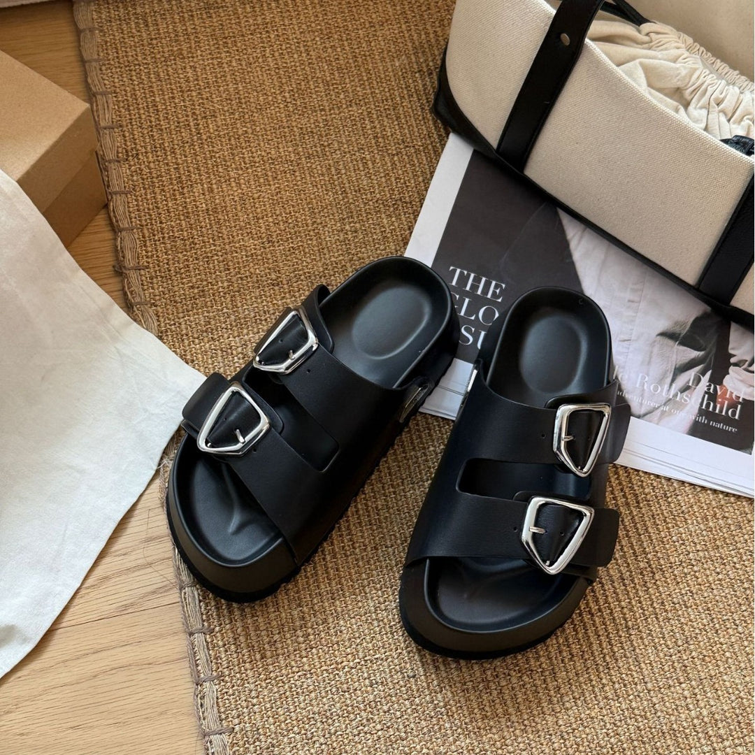 Damen modische Flip-Flops mit verstellbaren Schnallen und rutschfester Sohle EB