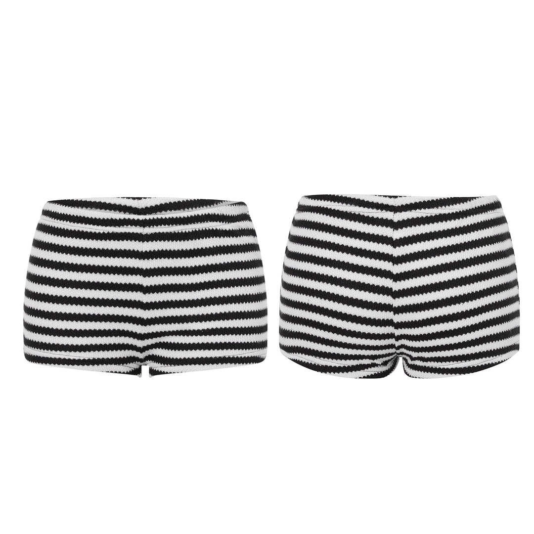 Damen Mini-Shorts mit gestreiftem Strickmuster EB