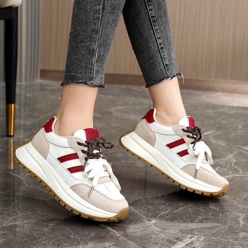 Damen Sportliche Plateau Sneakers mit atmungsaktivem Obermaterial EB