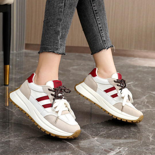 Damen Sportliche Plateau Sneakers mit atmungsaktivem Obermaterial EB