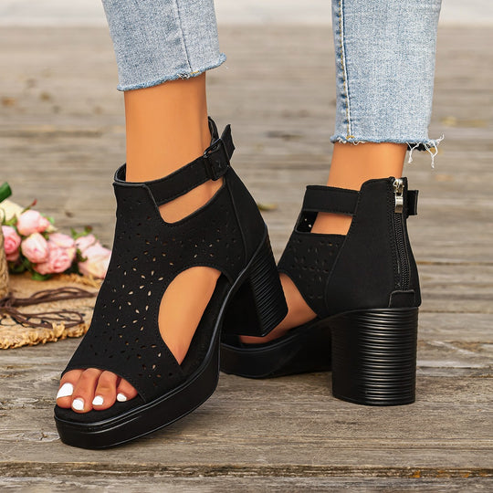 Damen Elegante und luftige Plateau-Sandalen mit offenem Schnitt EB