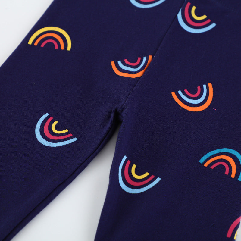 Mädchen Leggings mit buntem Regenbogenmotiv EB