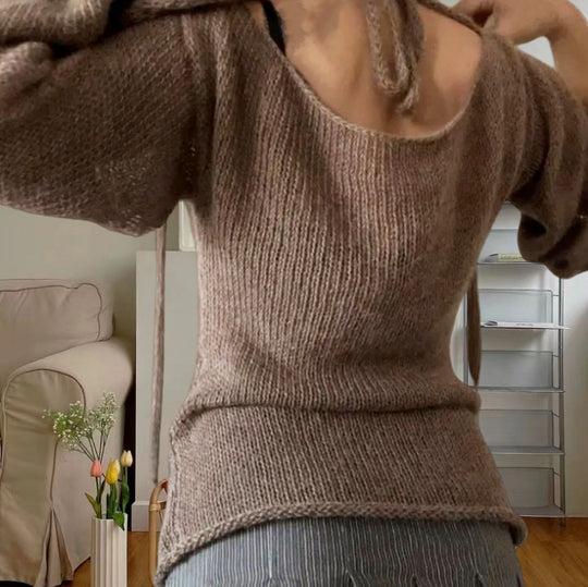 Damen Eleganter Feinstrickpullover mit lässigem Schnitt und Rundhalsausschnitt EB