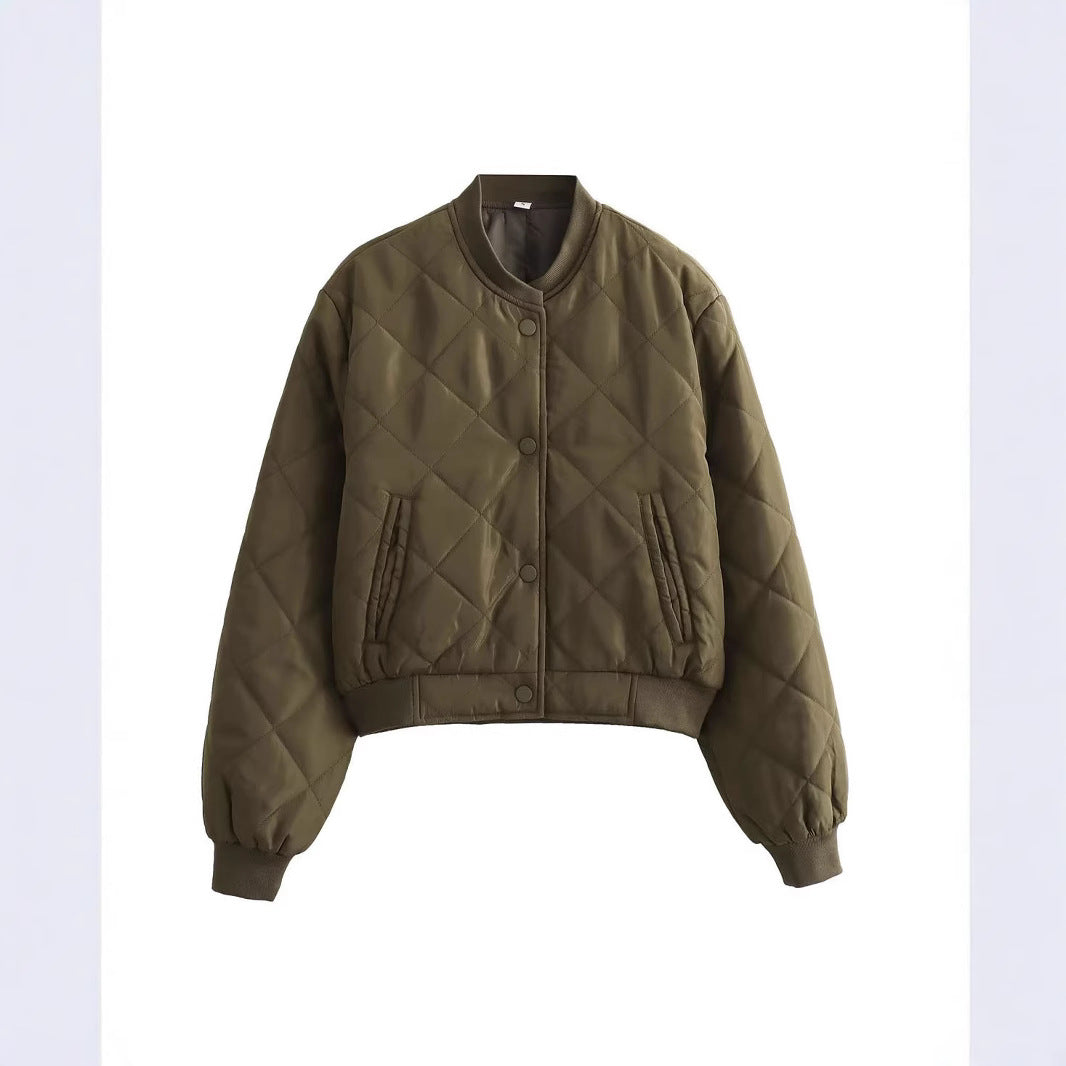 Damen gesteppte Kurzjacke mit praktischem Knopfverschluss EB