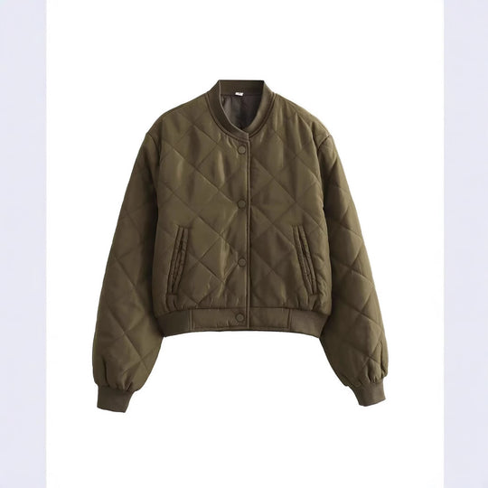 Damen gesteppte Kurzjacke mit praktischem Knopfverschluss EB