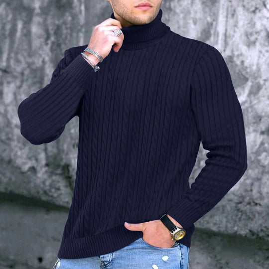 Herren moderner Rollkragenpullover mit strukturiertem Design EB