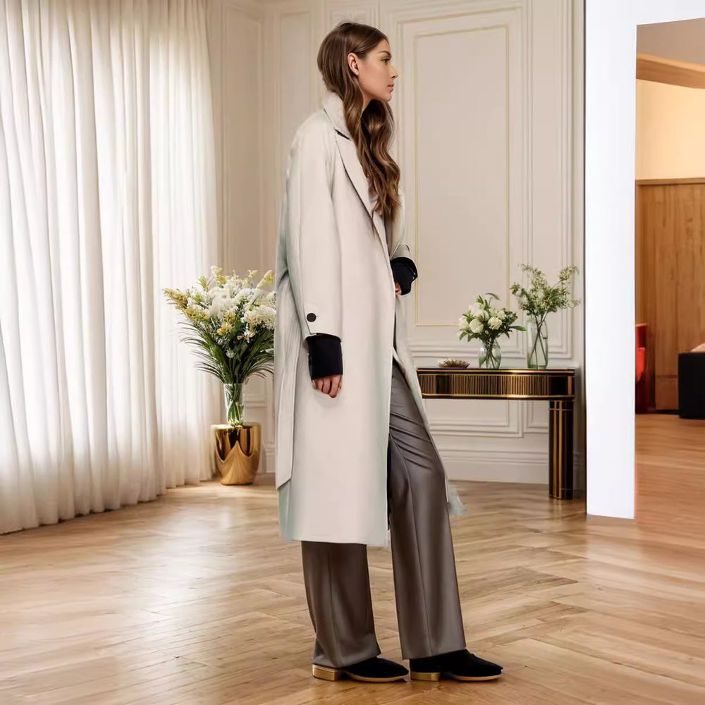 Damen eleganter Übermantel mit weitem Schnitt und Gürtel EB
