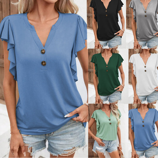 Damen T-Shirt mit Rüschendetails EB