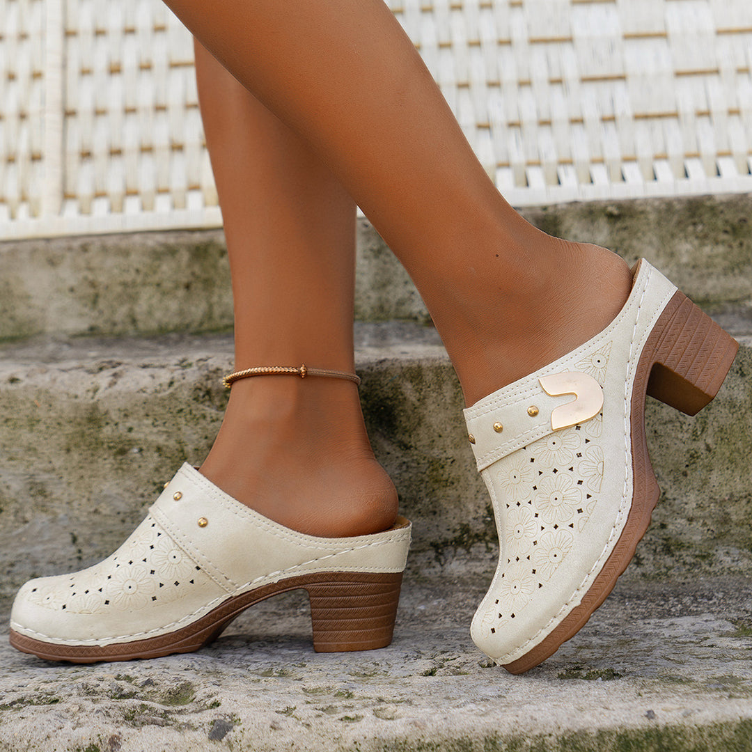 Damen Clogs mit atmungsaktivem Design und eleganten Perforationen EB