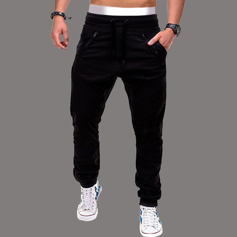 Herren modische Jogginghose mit elastischem Bund und seitlichen Reißverschlusstaschen EB