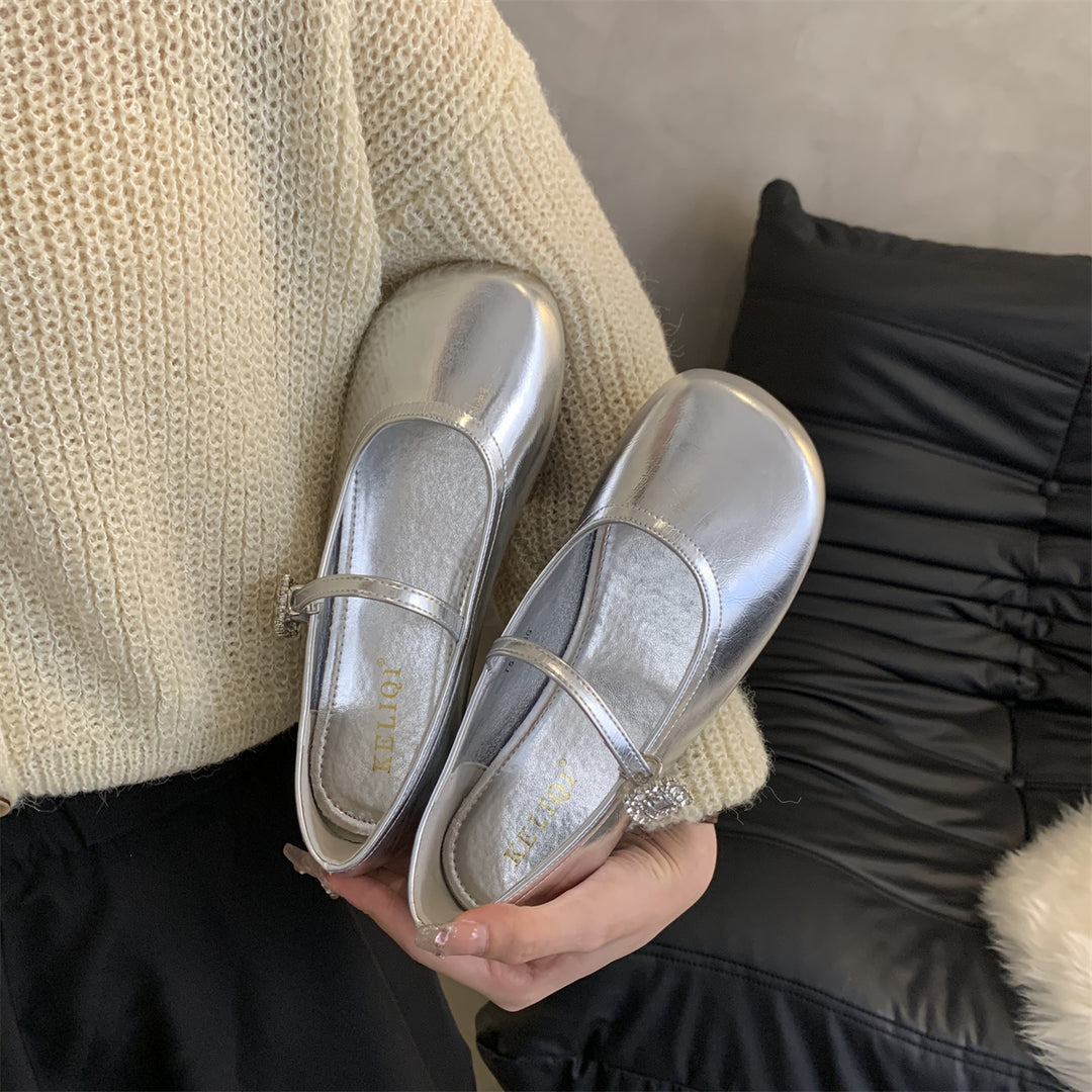 Damen Ballerinas mit dekorativem Riemen und elegantem Schuhdesign EB