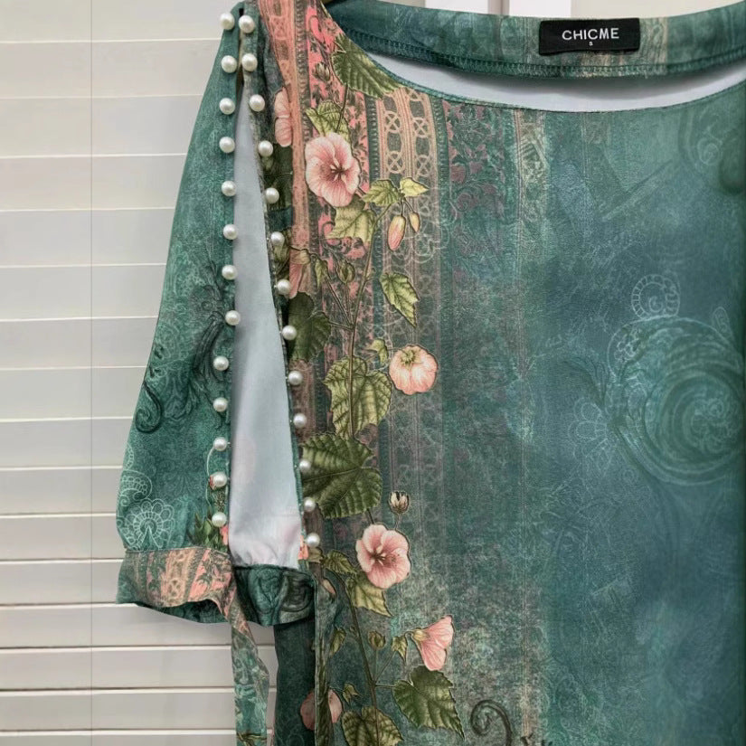 Damen Romantisches Minikleid mit transparenten Ärmeln und verspieltem Blumenmuster EB