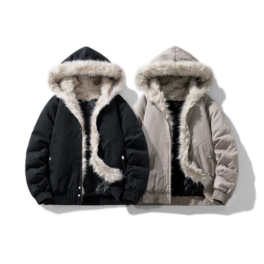 Unisex gesteppte Winterjacke mit Kunstfellkapuze und thermischer Füllung EB