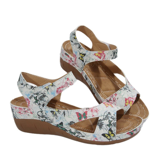 Damen Komfortable Riemensandalen mit verstellbaren Klettverschlüssen und anatomischem Fußbett EB