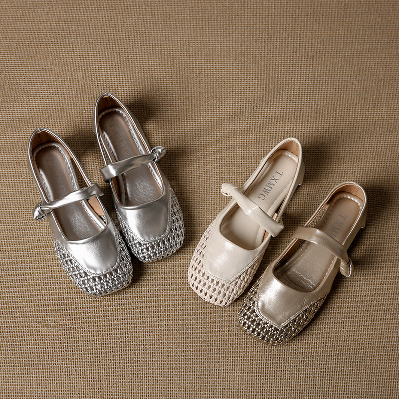 Damen Ballerina-Schuhe mit geflochtenem Detail EB