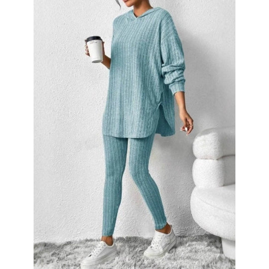 Damen Bequemes Lounge-Set mit Kapuze und schmalen Hosen EB