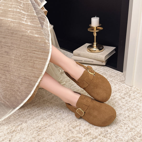 Damen Clogs aus hochwertigem Wildleder mit eleganter Schnalle EB