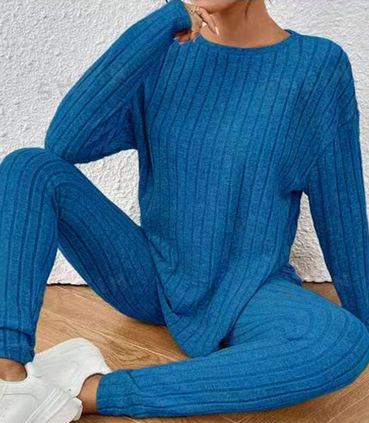 Damen Lässiges Strickset mit Rippstruktur und weitem Schnitt EB