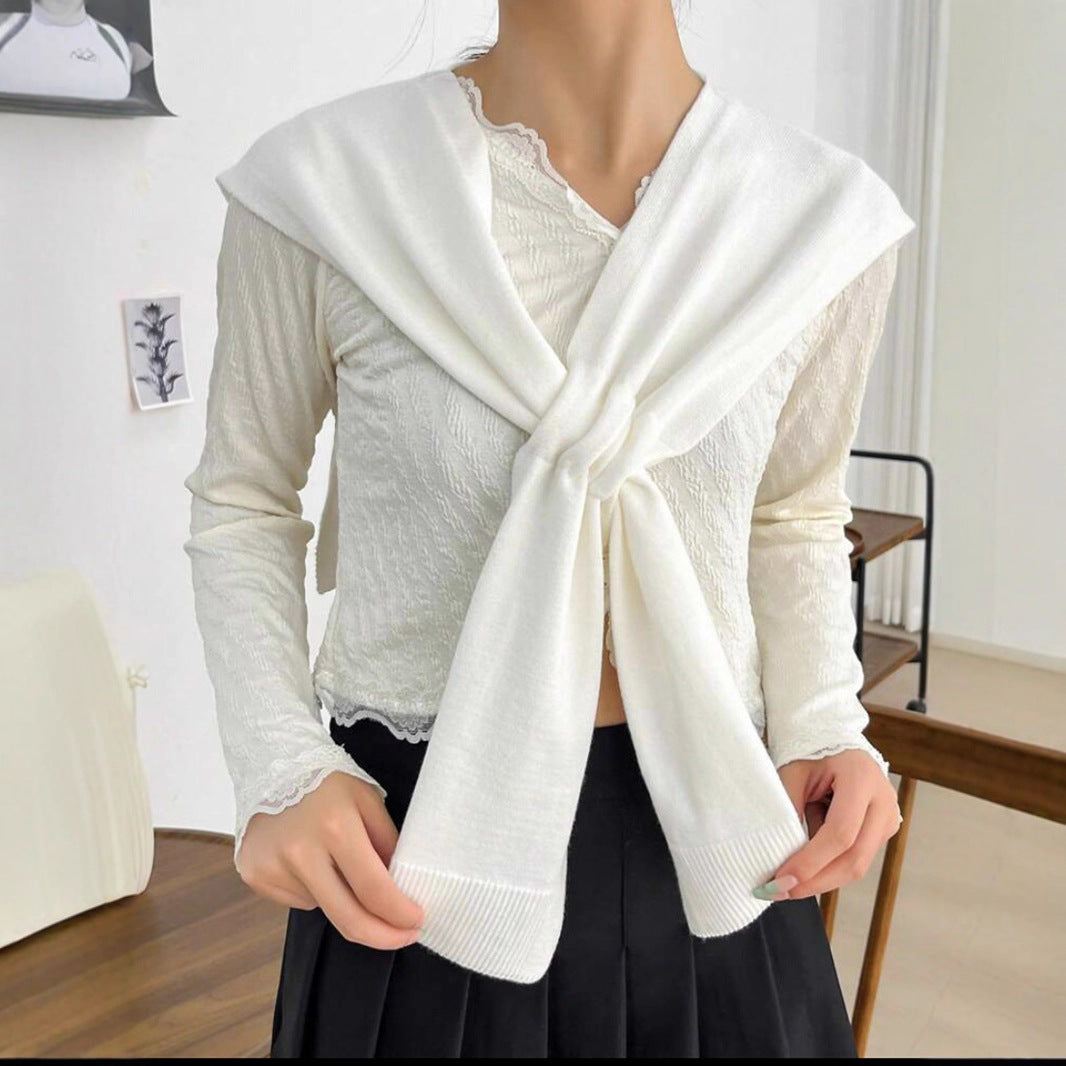 Damen modische Strickschal mit knoten Detail EB