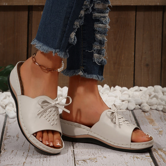 Damen Riemchen-Sandalen mit geflochtenem Design und komfortablem Fußbett EB