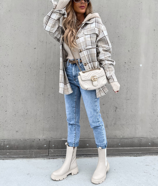 EB | Street Style Chic karierte Jacke mit Kapuze