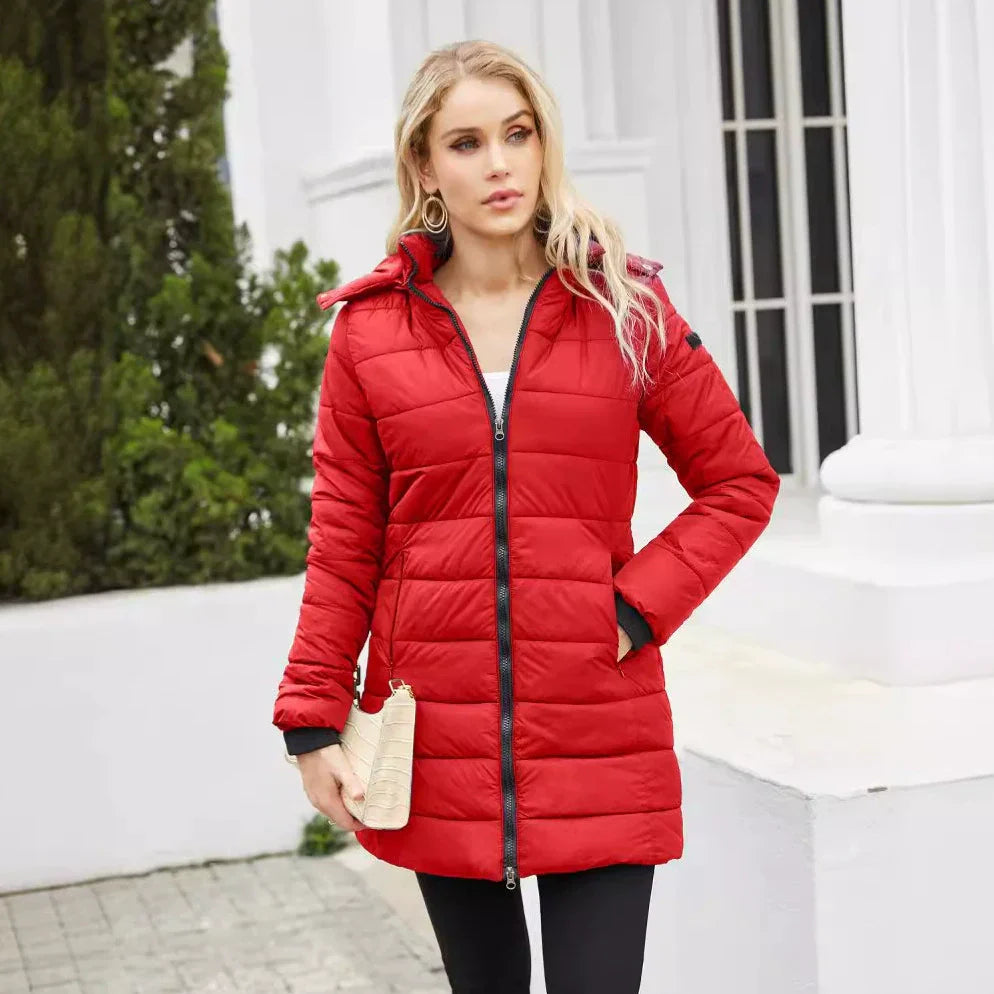EB | Pufferjacke - Gefüttert - Abnehmbare Kapuze - Gerippte Bündchen - Mittellange Passform