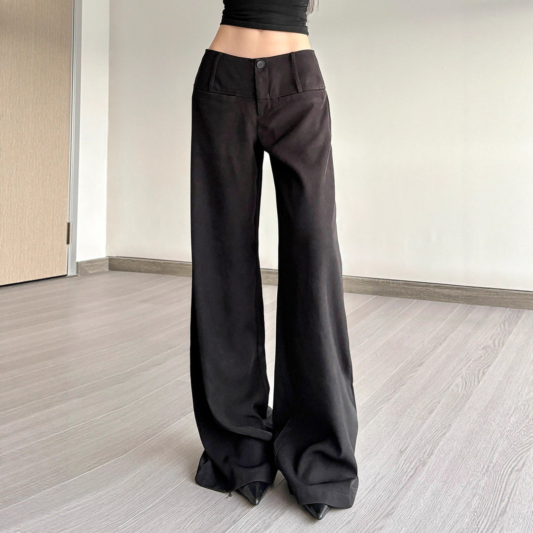 Damen Weite Flared-Hose mit hohem Bund und seitlichen Taschen EB