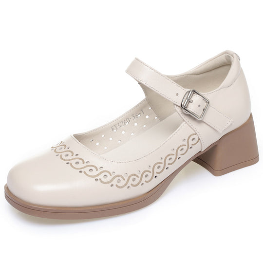 Damen Ballerinas mit verstellbarem Riemen und dekorativem Schnitt EB