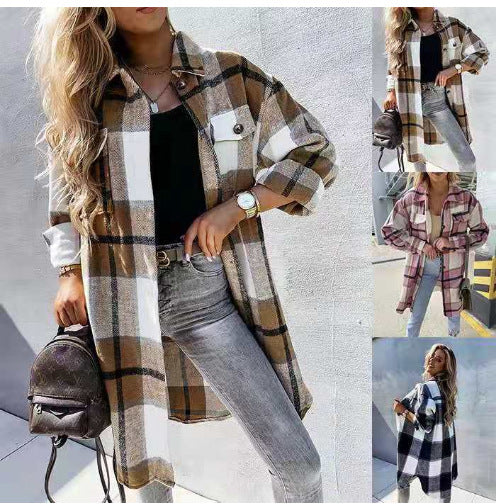 Damen Luftige Karobluse mit Knopfleiste und modernem Schnitt EB
