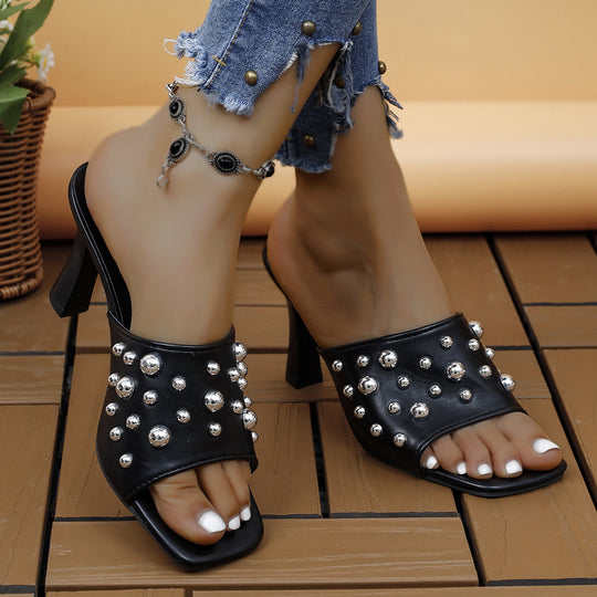 Damen Elegante modische Sandalen mit schimmernden Perlen EB
