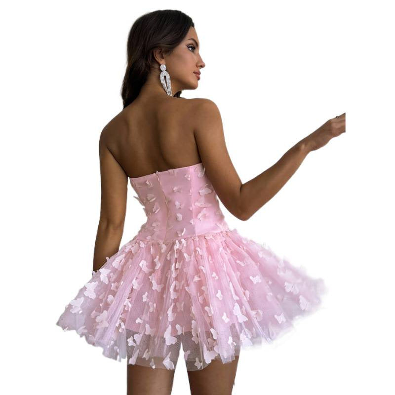 Damen aufregendes Ballkleid mit Spitze und Volant EB
