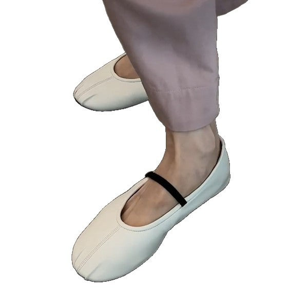 Damen Bequeme Ballerinas mit elastischem Riemen und weichem Innenfutter EB