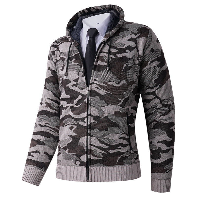 Herren modischer Hoodie mit gefütterter Kapuze und kräftigem Camouflage-Muster EB