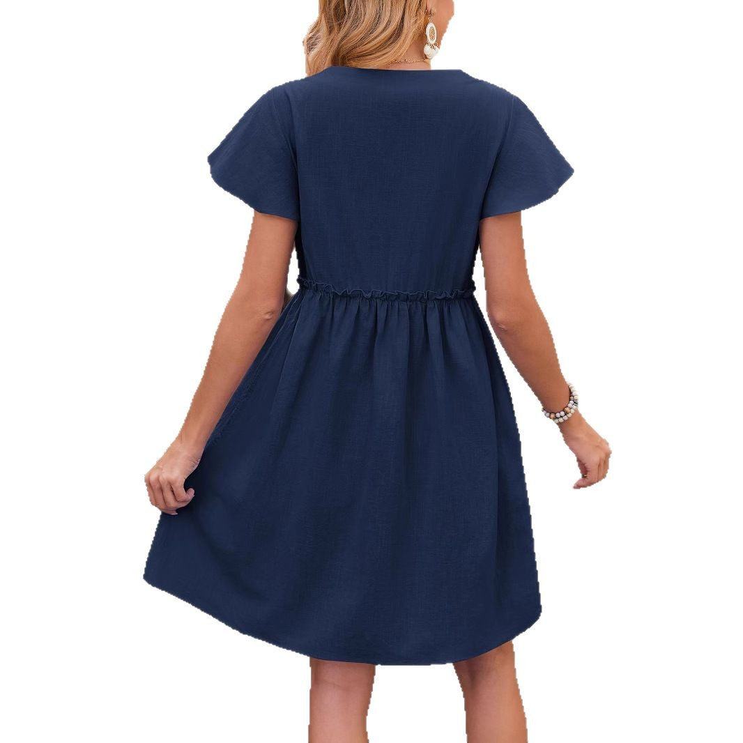 Damen Drehkleid mit Knopfleiste und Taschen EB