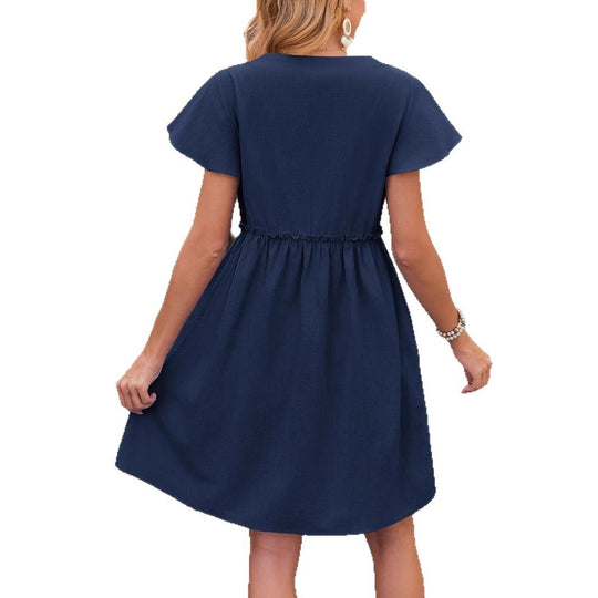 Damen Drehkleid mit Knopfleiste und Taschen EB