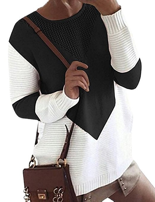 Damen Strickpullover mit modernen Farbkombinationen und luftigem Design EB