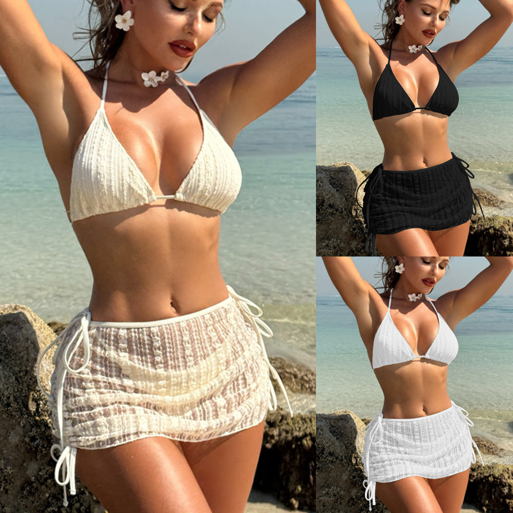 Damen Triangel-Bikini-Set mit luftiger Wickelrock-Detail EB