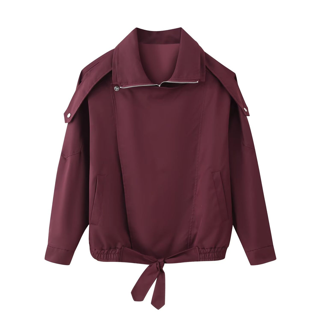Damen lässige Übergangsjacke mit hohem Kragen und verstellbarem Kordelzug EB