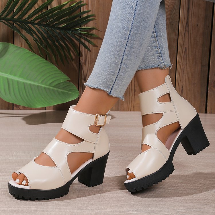 Damen Offene High-Heel Sandalen mit modischen Riemen EB