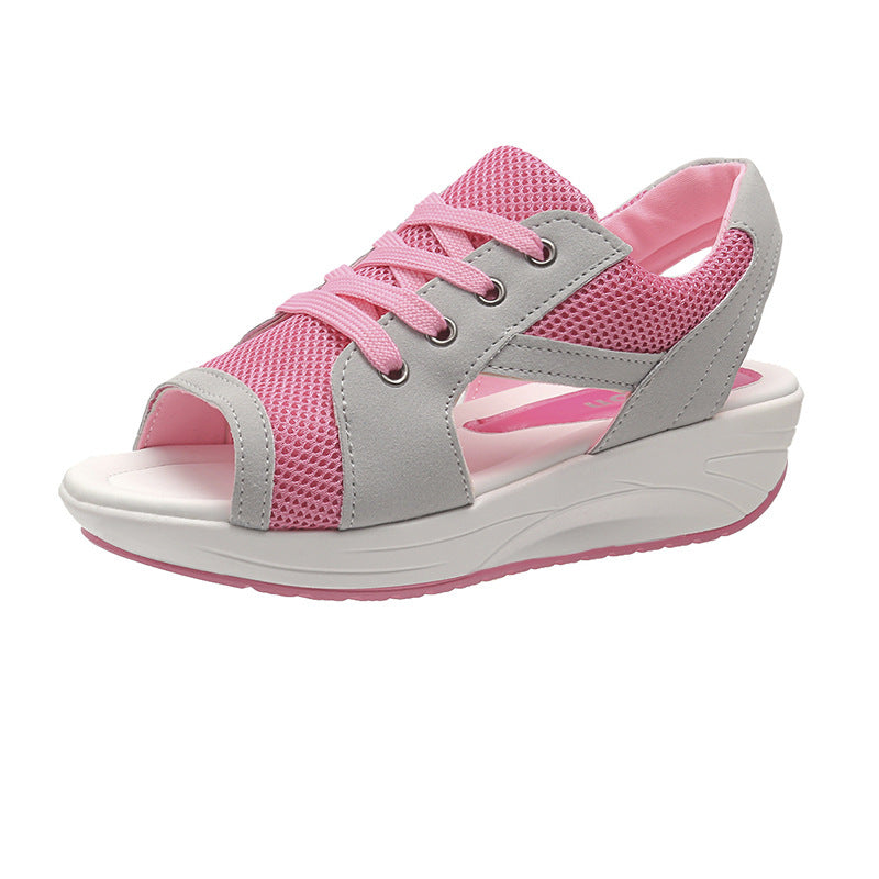 Damen Atmungsaktive Slip-On Sandalen mit hohem Plateau EB