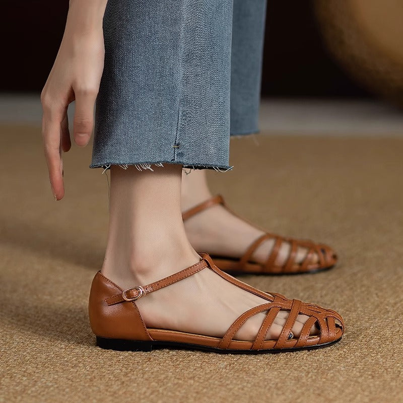 Damen Bequeme Sandalen mit offenem Zehenbereich und elegantem Riemchen-Design EB