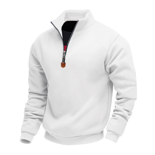 Herren nan Premium-Halbzip-Sweatshirt mit hohem Stehkragen, robustem Reißverschluss und geripptem Saum EB