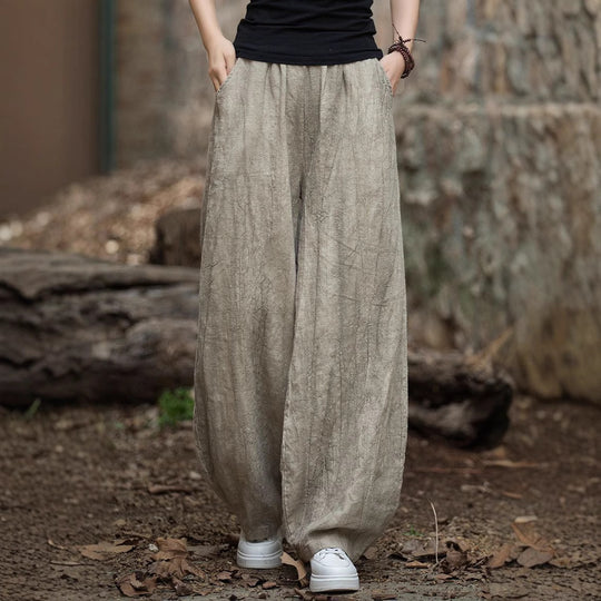 Damen weite Hose mit strukturierter Oberfläche EB