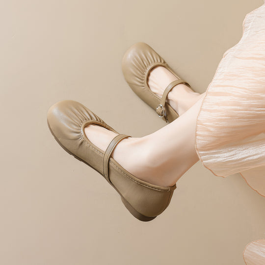 Damen Ballerinas mit durchgehendem Gummizug und dekorativem Riemchen EB