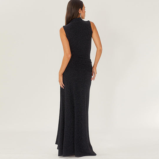 Damen Glitzerndes Maxikleid mit hohem Schlitz und elegantem Design EB