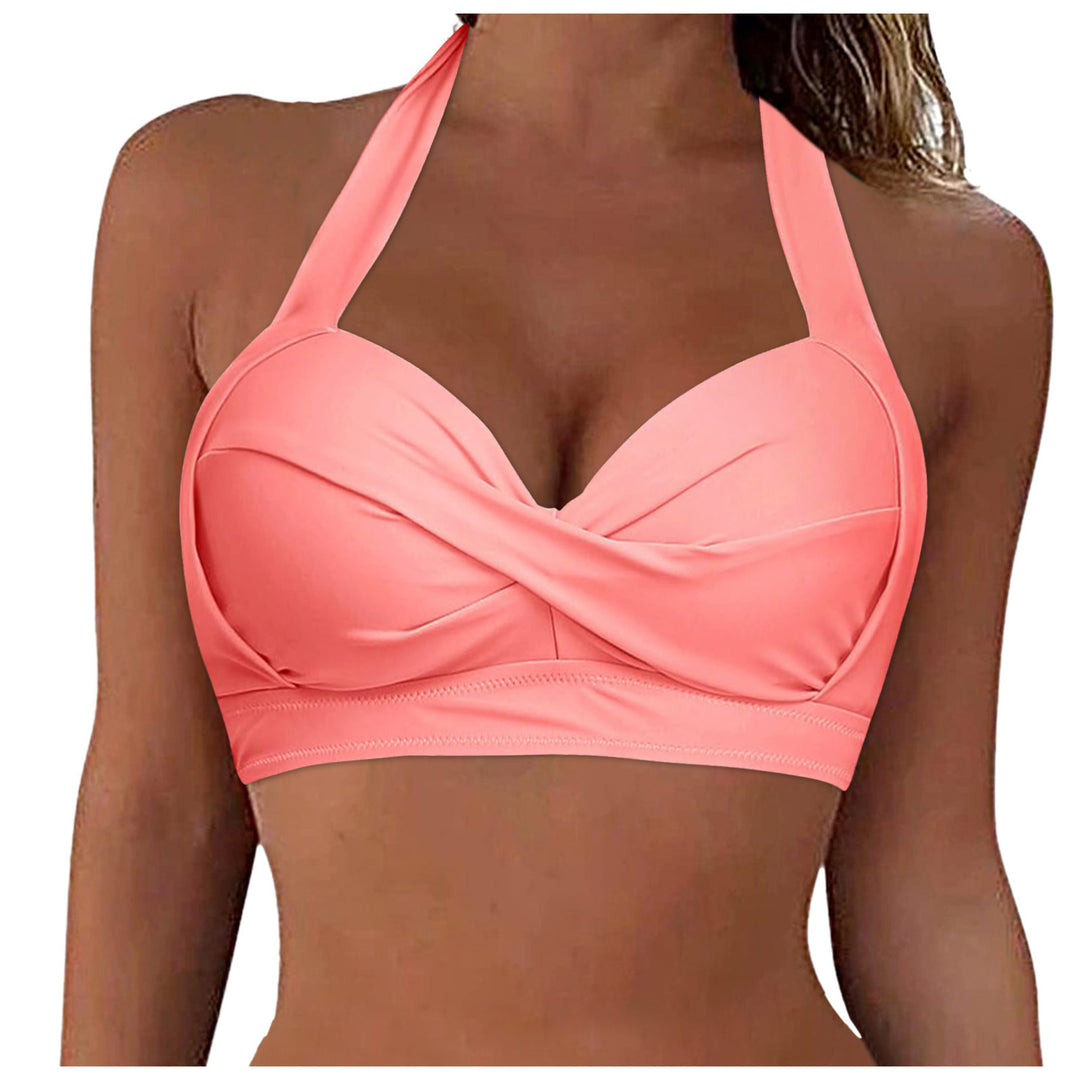 Damen Sportliches Bikinioberteil mit tiefem Ausschnitt und Halter-Design EB