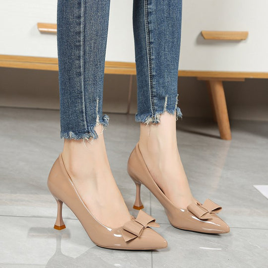 Damen elegante Pumps mit Schleifenakzent EB