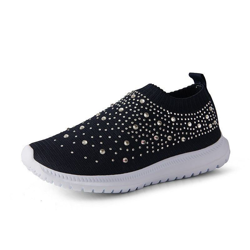 Damen modische Slip-On Sneakers mit Glitzerapplikationen EB