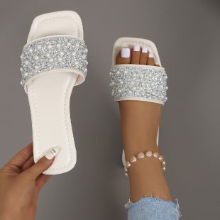 Damen Glitzernde Slipper mit funkelnden Strass-Applikationen EB