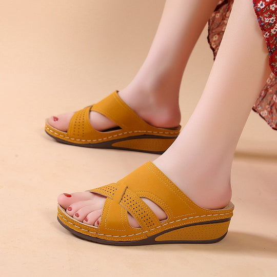 Damen Plateausandalen mit offener Zehenpartie und atmungsaktivem Design EB